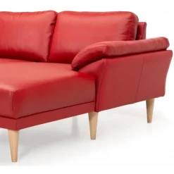 Thyregod Chaiselong lædersofa Højrevendt Rød