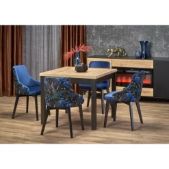 TIAGO SQUARE Spisebord med udtræk, craft eg / Sort