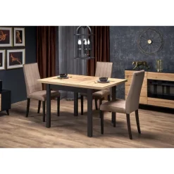 TIAGO SQUARE Spisebord med udtræk, craft eg / Sort