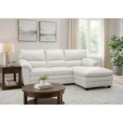 Tilst Hvid læder chaiselongsofa - Højrevendt