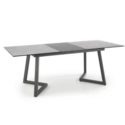 TIZIANO Spisebord med udtræk, top - lys Grå/mørk Grå, ben - mørk Grå
