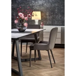 TIZIANO Spisebord med udtræk, top - lys Grå/mørk Grå, ben - mørk Grå