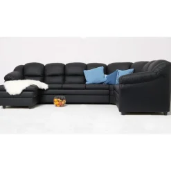 Tønder hj. sofa m. chais. - venstre - Sort tekstillæder