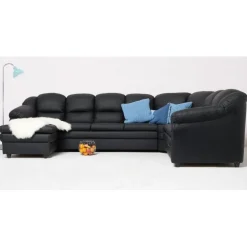 Tønder hj. sofa m. chais. - venstre - Sort tekstillæder