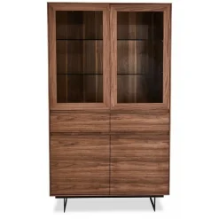 Tokyo Højt Vitrineskab i Valnød med LED-lys - 190cm høj