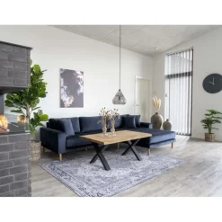 Torino Lounge Sofa i mørkeblåt velour Højrevendt