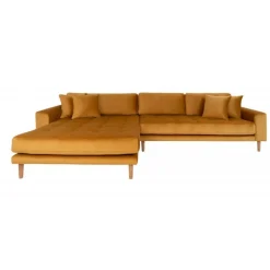 Torino Lounge Sofa i sennepsgul velour venstrevendt