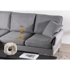 Toulouse 3 personers chaiselongsofa - Krom og Grå