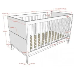 Tremmeseng 70 x 140 cm – Eva, hvid