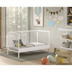 Tremmeseng Dino baby/toddler 70 × 140 cm – hvid