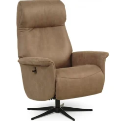 Tristan lænestol m. indbygget skammel og manuel justering - Almond Bull microfiber læder