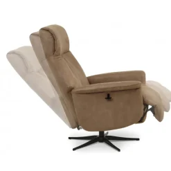 Tristan lænestol m. indbygget skammel og manuel justering - Almond Bull microfiber læder