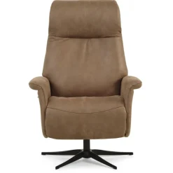 Tristan lænestol m. indbygget skammel og manuel justering - Almond Bull microfiber læder