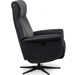 Tristan lænestol m. indbygget skammel og manuel justering - Sort læder