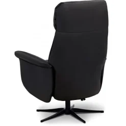 Tristan lænestol m. indbygget skammel og manuel justering - Sort læder