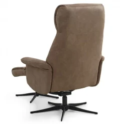 Tristan lænestol med fodskammel - Almond Bull microfiber læder