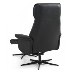 Tristan lænestol med fodskammel - Sort læder