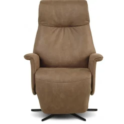 Tristan lænestol med indbygget skammel og 2 motorer - Almond Bull microfiber læder