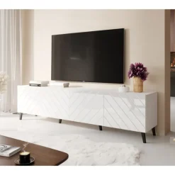 TV bord 200 ABETO mat Hvid/blank Hvid