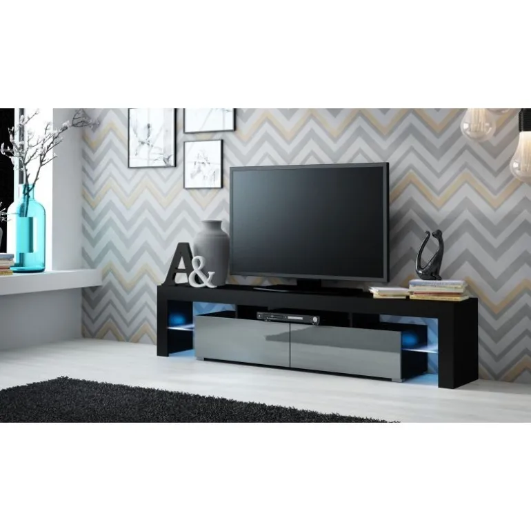 TV bord SOLO Sort mat/Grå glans