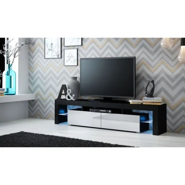 TV bord SOLO Sort mat/Hvid glans