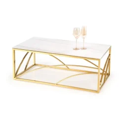 UNIVERSE 2, sofabord, Hvid marmor / guld