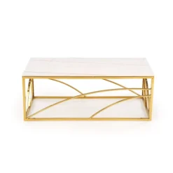 UNIVERSE 2, sofabord, Hvid marmor / guld