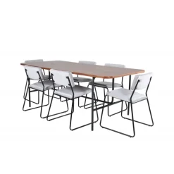 Uno t Spisebordssæt - Sort, Lysegrå og Natur