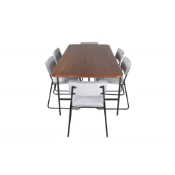 Uno t Spisebordssæt - Sort, Lysegrå og Natur