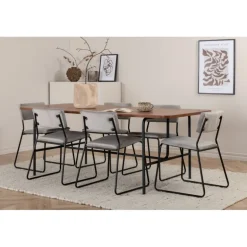 Uno t Spisebordssæt - Sort, Lysegrå og Natur