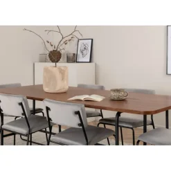 Uno t Spisebordssæt - Sort, Lysegrå og Natur