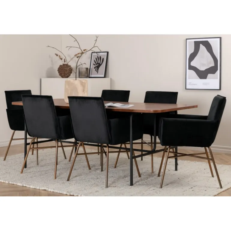 Uno t Spisebordssæt - Sort, Kobber og Natur