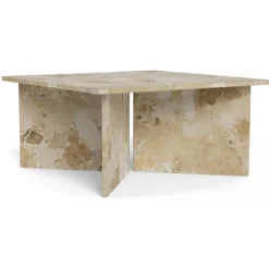 VegaStone Marmor sofabord - Latte lakeret marmor - 90x90 cm