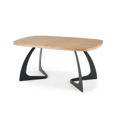 VELDON Spisebord med udtræk, - top - Natur eg, ben - Sort