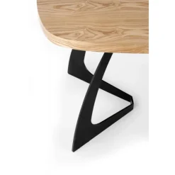 VELDON Spisebord med udtræk, - top - Natur eg, ben - Sort