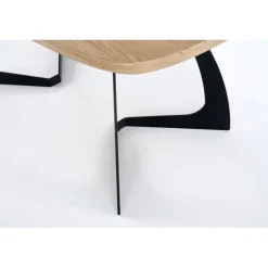 VELDON Spisebord med udtræk, - top - Natur eg, ben - Sort