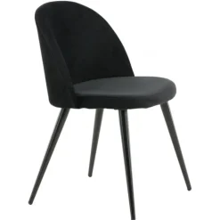 Velevet Spisebordsstol - Sort velour