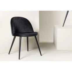 Velour Spisebordsstol - Sort