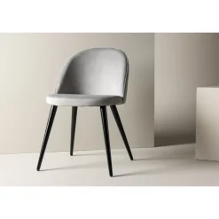 Velour Spisestol - Sort og Grå