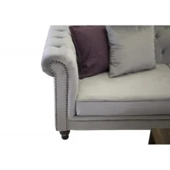 Velvet 3 personers Sofa - Lysegrå og Natur