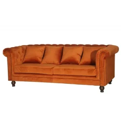 Velvet 3 personers Sofa - Natur og Rusty Cognac