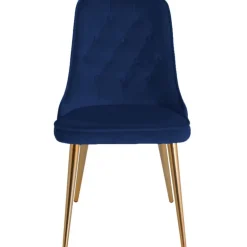 Velvet Deluxe Spisebordsstol - Blå og Messing