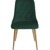 Velvet Deluxe Spisebordsstol - Messing og Grøn velour