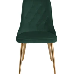 Velvet Deluxe Spisebordsstol - Messing og Grøn velour