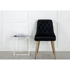 Velvet Deluxe Spisestuestol - Sort og Messing
