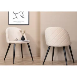 Velvet Spisebordsstol - Beige velour