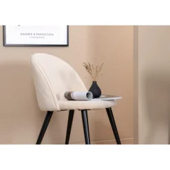 Velvet Spisebordsstol - Beige velour