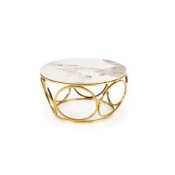 VENUS 2 sofabord, Hvid marmor / guld