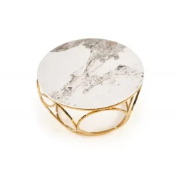 VENUS 2 sofabord, Hvid marmor / guld