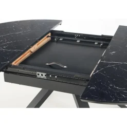 VERTIGO Udvidelsesbord, - Top - Sort Marmor, Ben - Sort